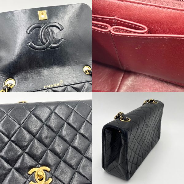 5 Chanel Matelasse Chain Coco Mark Full Flap Vintage Bag Lambskin Black