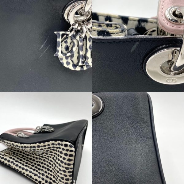 5 Christian Dior 2way Shoulder Bag Crossbody Leopard Python Bag Black