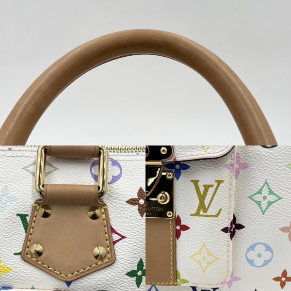 5 Louis Vuitton Handbag Monogram Multicolor Speedy 30 Boston Bag White