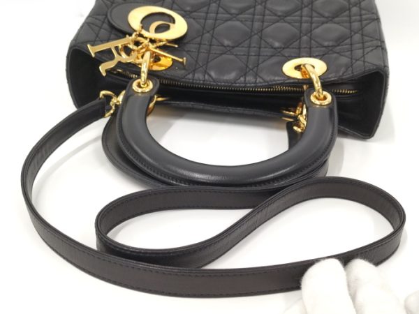 5 Christian Dior Lady Dior Gold Hardware Leather Black