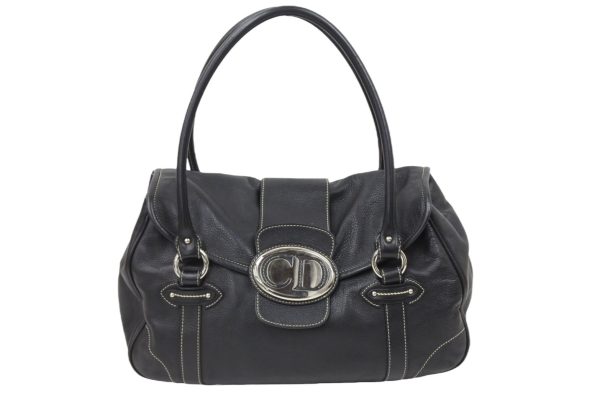 50479 d1 Christian Dior Handbag Leather Black Silver Hardware