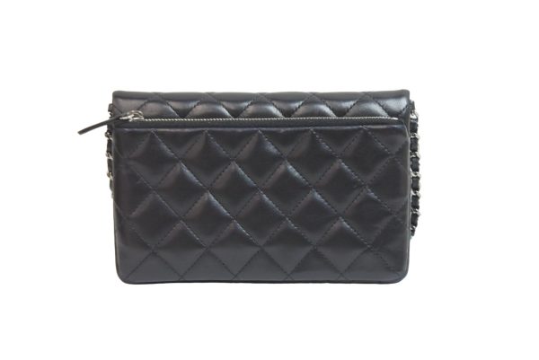 51773 d3 Chanel Mini Matelasse Chain Shoulder Bag Lambskin Black Coco Mark Silver Hardware