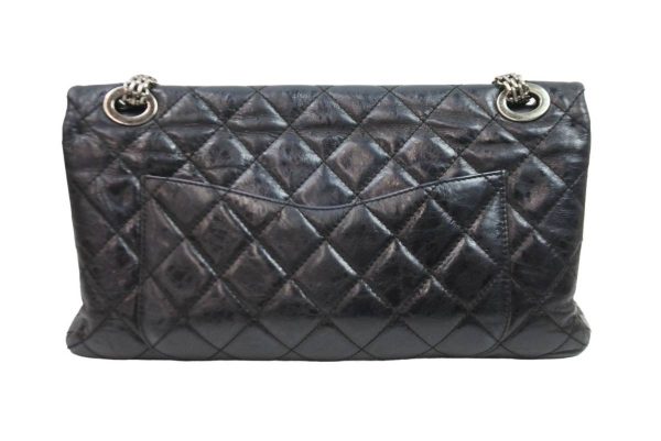 52357 2 Chanel Chain Shoulder Bag Black Leather Silver Hardware Handbag