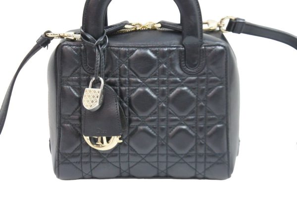 52403 2 Christian Dior Handbag Shoulder Bag Black Leather