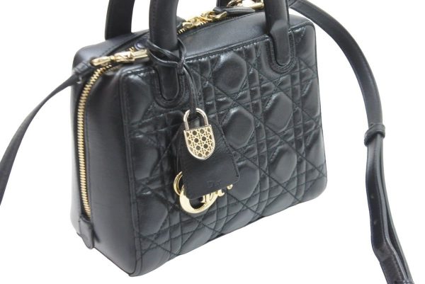 52403 4 Christian Dior Handbag Shoulder Bag Black Leather