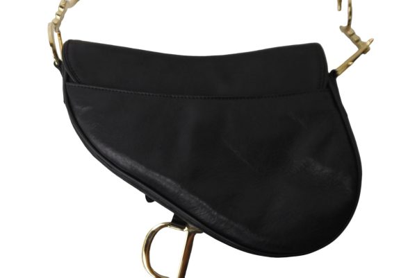 54160 d3 Christian Dior Handbag Saddleback Black Calf Gold Hardware