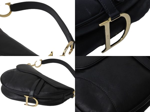 54160 d6 Christian Dior Handbag Saddleback Black Calf Gold Hardware