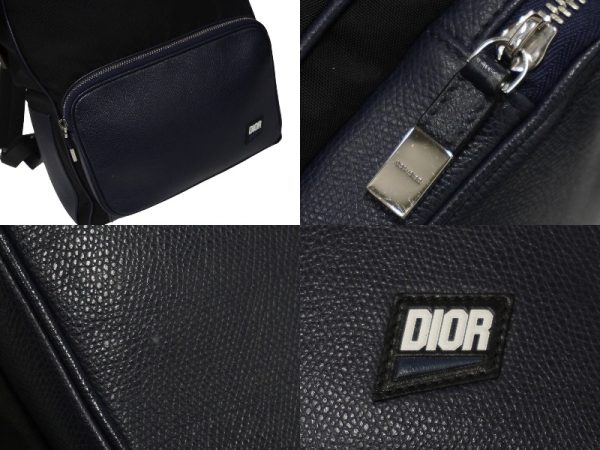 54319 d4 Dior Rucksack Backpack Leather Nylon Navy Black Silver Hardware