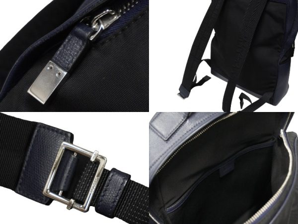 54319 d7 Dior Rucksack Backpack Leather Nylon Navy Black Silver Hardware