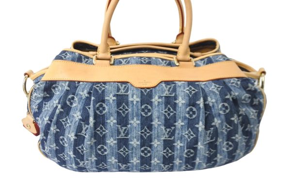 56641 d3 Louis Vuitton Monogram Denim Cavalier GM 2way Shoulder Bag Blue Gold Hardware