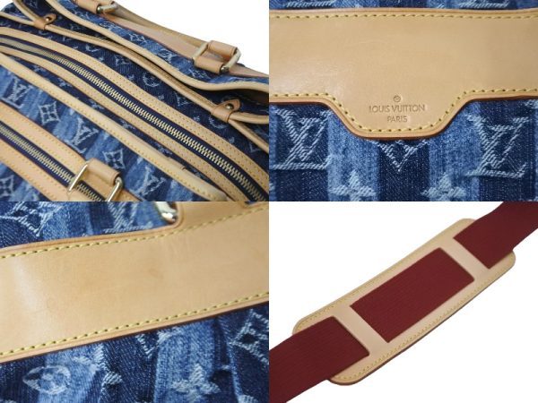 56641 d6 Louis Vuitton Monogram Denim Cavalier GM 2way Shoulder Bag Blue Gold Hardware