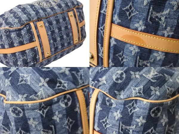 56641 d8 Louis Vuitton Monogram Denim Cavalier GM 2way Shoulder Bag Blue Gold Hardware