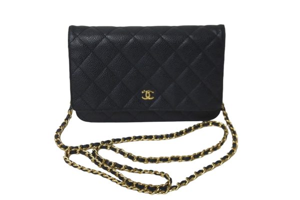57592 d1 Chanel Wallet Chain Shoulder Bag Coco Mark Matelasse Caviar Skin