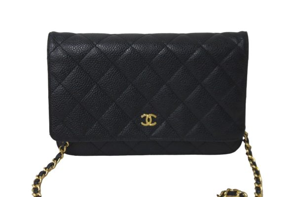 57592 d2 Chanel Wallet Chain Shoulder Bag Coco Mark Matelasse Caviar Skin