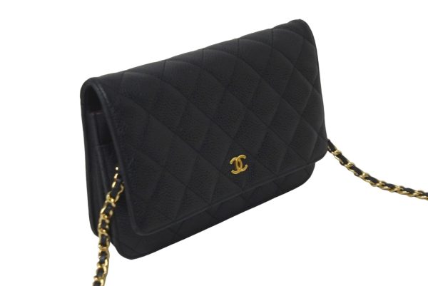 57592 d4 Chanel Wallet Chain Shoulder Bag Coco Mark Matelasse Caviar Skin