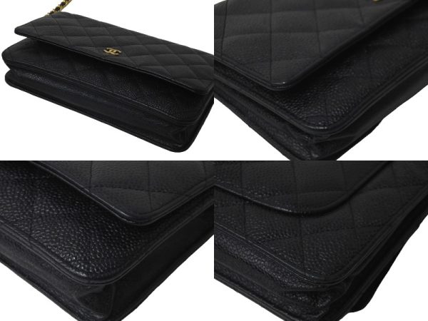 57592 d6 Chanel Wallet Chain Shoulder Bag Coco Mark Matelasse Caviar Skin