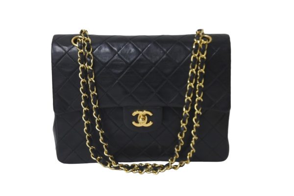 57964 d1 Chanel Coco Mark Chain Shoulder Bag W Flap Matelasse Black Gold Hardware