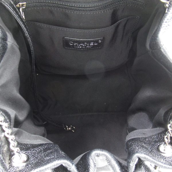 6 Chanel 2way Drawstring Shoulder Bag Caviar Skin Black