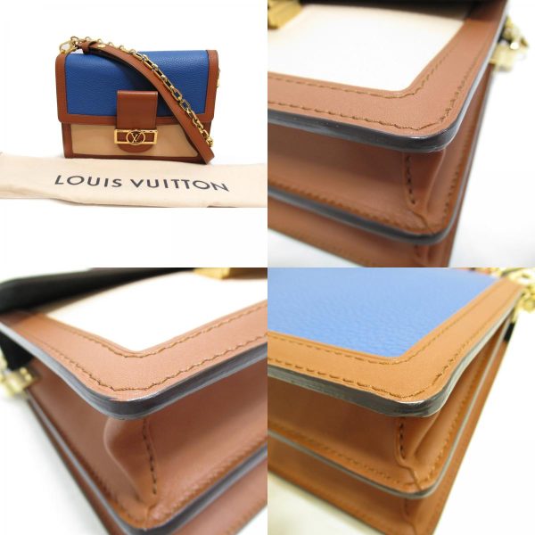 6 Louis Vuitton Dauphine MM Shoulder Bag Leather Taurillon Blue Beige