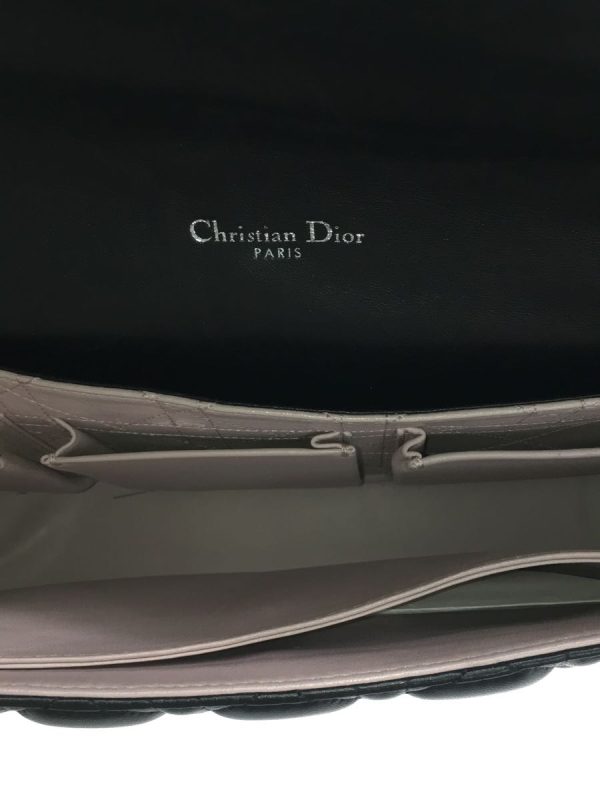 6 Christian Dior Cannage Charm Shoulder Bag Leather Black