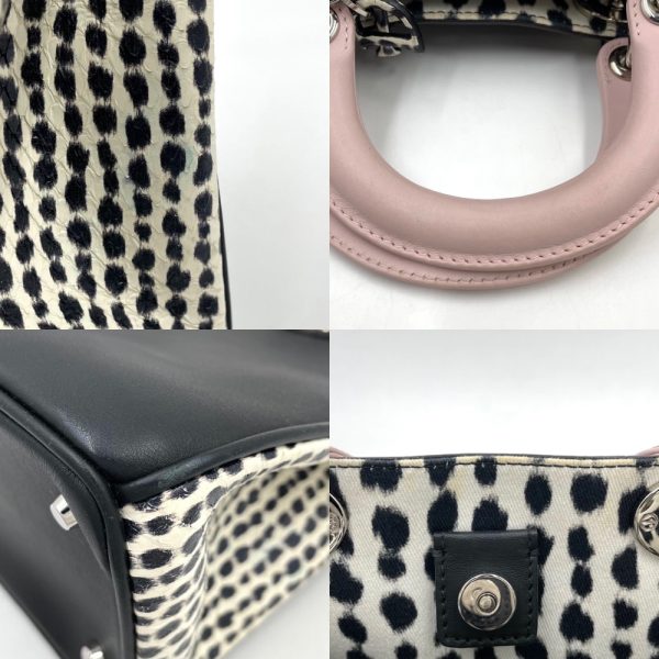 6 Christian Dior 2way Shoulder Bag Crossbody Leopard Python Bag Black