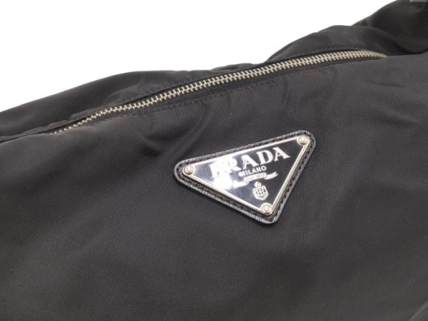 6 Prada Shoulder Handbag Triangular Plate Nylon Black