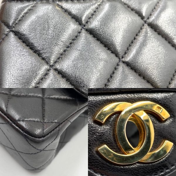 7 Chanel Matelasse Mini Bag Top Handle Child Bag Coco Mark Turnlock Bag Lambskin Black