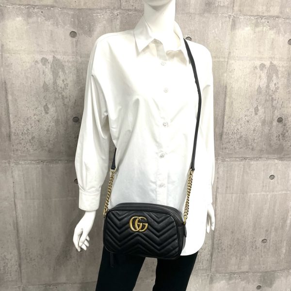 7 Gucci GG Marmont Mini Bag Small Chain Crossbody Bag Black