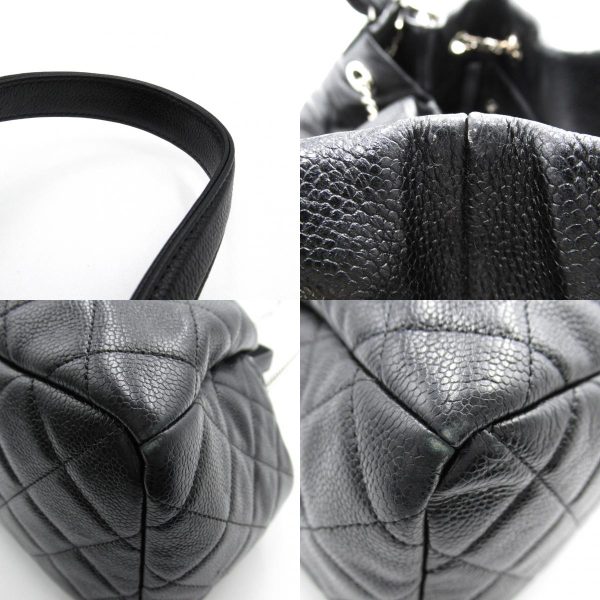 8 Chanel 2way Drawstring Shoulder Bag Caviar Skin Black