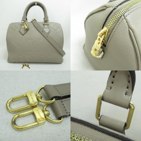 9 Louis Vuitton Shoulder Bag Leather Speedy Bandoulière Empreinte Gray