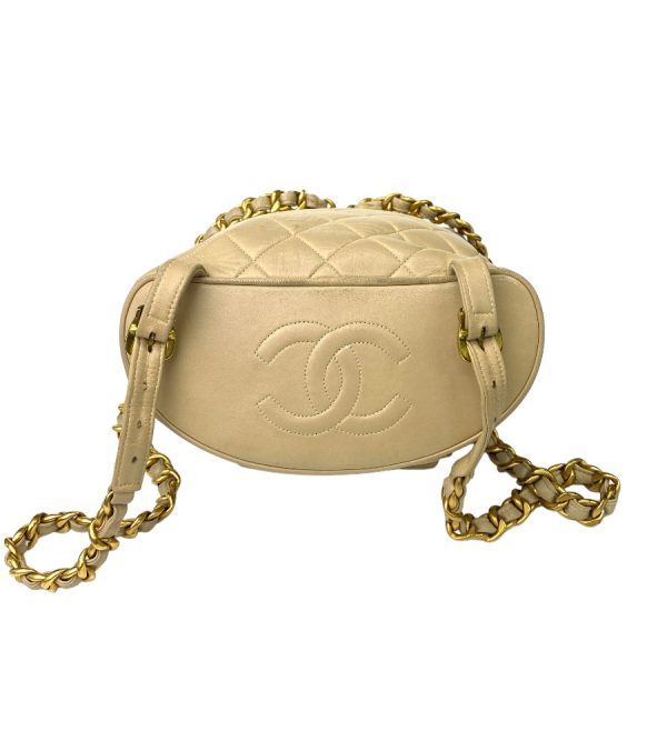 tdc 000604 4e 609 Chanel Rucksack Daypack Vintage Matelasse Chain Shoulder Backpack Beige