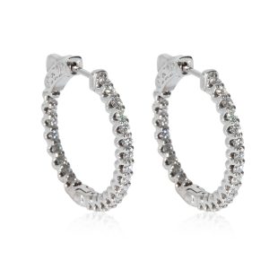 Diamond In and Out Hoop Earrings in 14K White Gold 120 CTW G HSI Louis Vuitton Easy Pouch Shoulder Bag Black