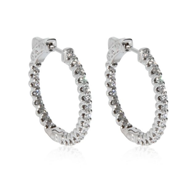 Diamond In and Out Hoop Earrings in 14K White Gold 120 CTW G HSI Diamond In and Out Hoop Earrings in 14K White Gold 120 CTW G HSI