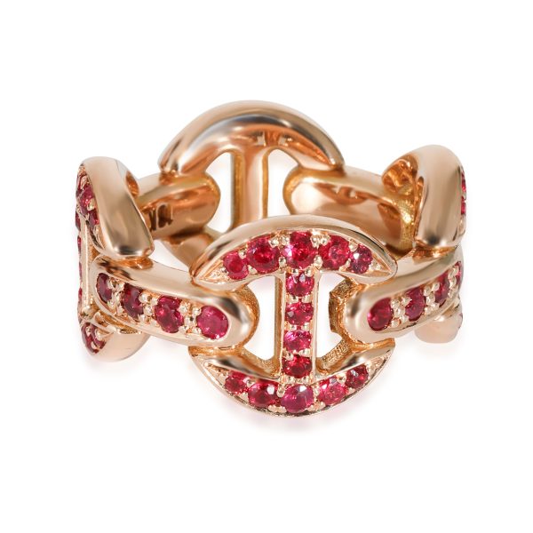 Hoorsenbuhs Antiquated Tri Link Ring with Rubies in 18k Rose Gold Hoorsenbuhs Antiquated Tri Link Ring with Rubies in 18k Rose Gold