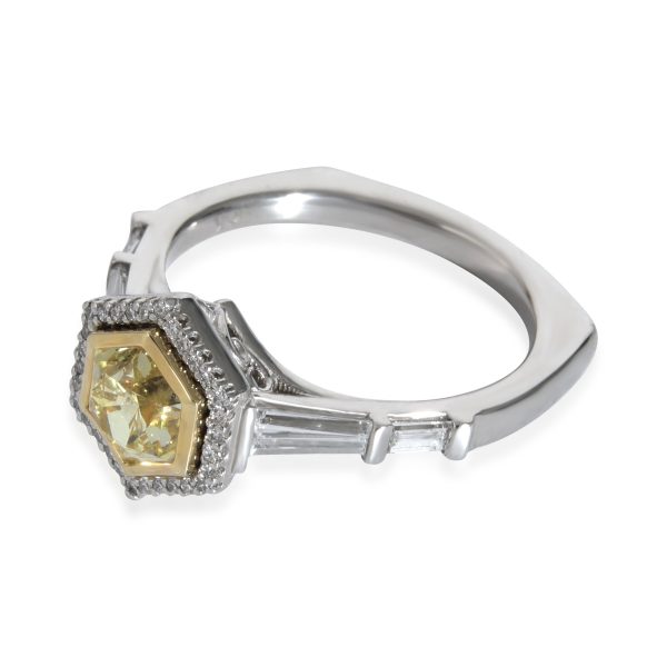 z131702 sv Fancy Light Yellow Hexagon Diamond Engagement Ring in Platinum 155CTW