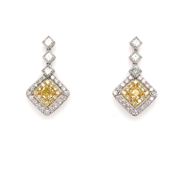 Fancy Yellow Diamond Drop Earrings in 18K White Gold 175 CTW Fancy Yellow Diamond Drop Earrings in 18K White Gold 175 CTW