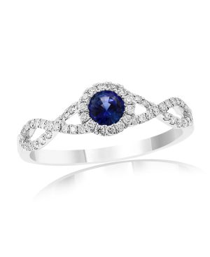 Sapphire Diamond Infinity Shank Ring in 14K White Gold 029 ct Sapphire Chanel Punching Tote Bag