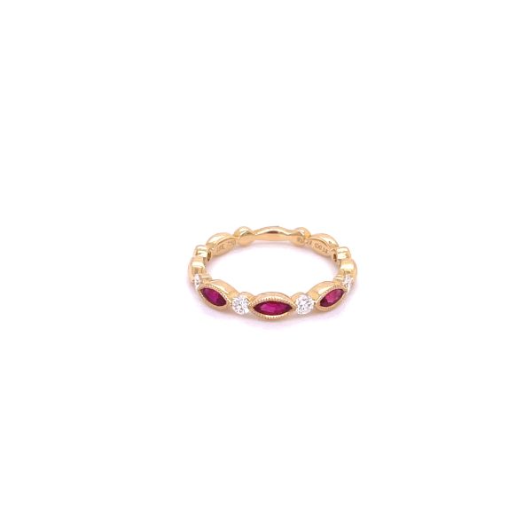 Diamond Ruby Band in 18K Yellow Gold 018 CTW Diamond Ruby Band in 18K Yellow Gold 018 CTW