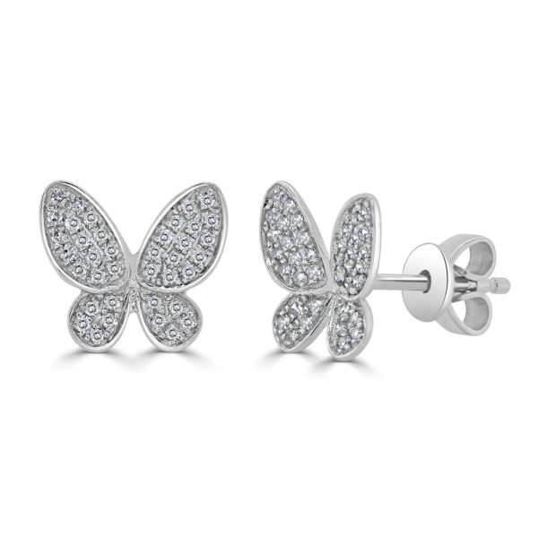 Diamond Butterfly Stud Earrings in 14K White Gold 020 CTW Diamond Butterfly Stud Earrings in 14K White Gold 020 CTW