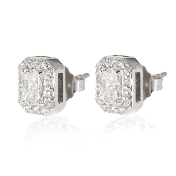 z133550 sv 5d996180 c3e3 4ff4 ba6c 01fd682b18dc Diamond Radiant Halo Earrings in 18K White Gold 095 CTW