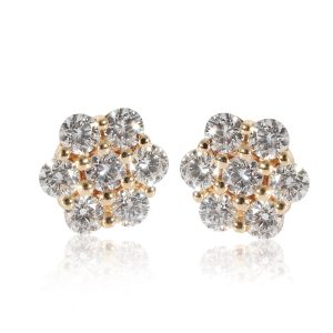 14K Yellow Gold 2 58ctw Diamond Flower Cluster Earrings Bvlgari B Zero 1 Ring in 18K Yellow Gold