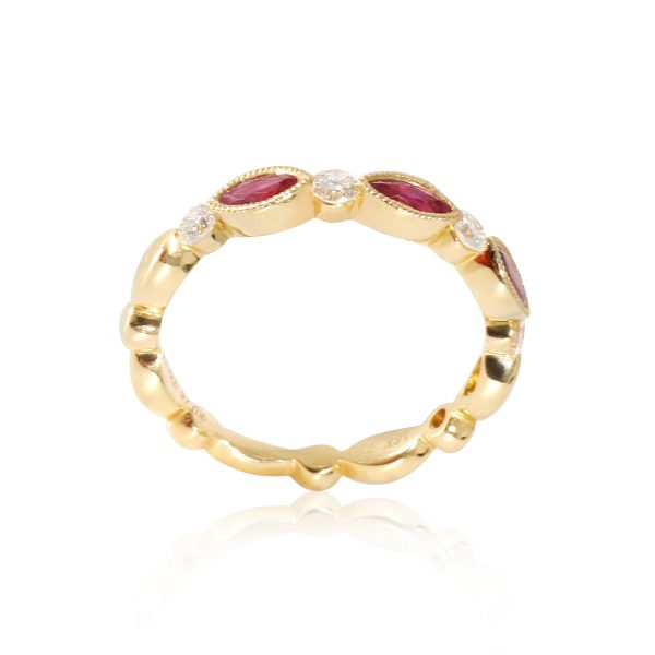 z133560 av 18K Yellow Gold Diamond Ruby Ring 19 Ctw