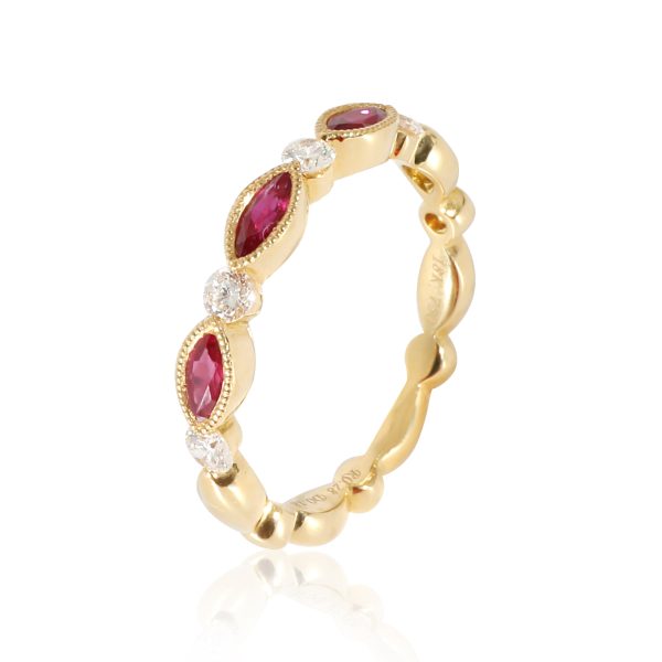 z133560 bv 18K Yellow Gold Diamond Ruby Ring 19 Ctw