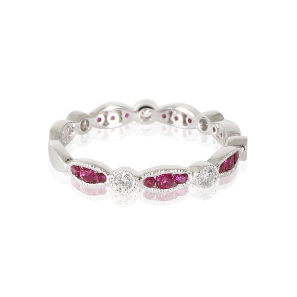 Ruby and Diamond Band Ring in 18K White Gold Ruby and Diamond Band Ring in 18K White Gold