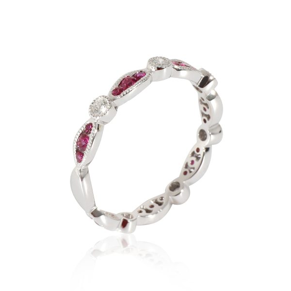 z133562 pv d3642ab3 23b0 4cb3 95cb b35ae76eae2e Ruby and Diamond Band Ring in 18K White Gold