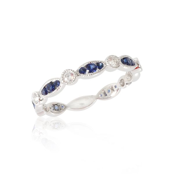 z133563 av 6181284f b566 4484 a7df 348c802c553e 18K White Gold Sapphire Diamond Band 17 Ctw