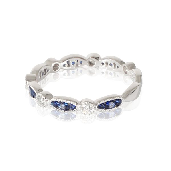 17 Ctw 18K White Gold Sapphire Diamond Band 17 Ctw