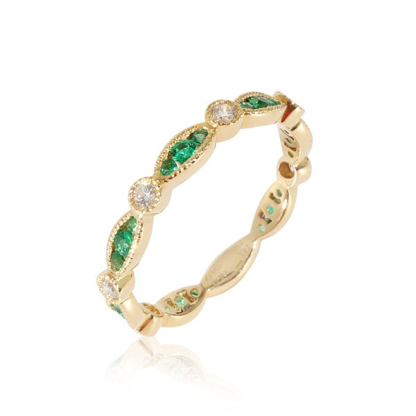 z133564 bv Emerald and Diamond Ring in 18K Yellow Gold