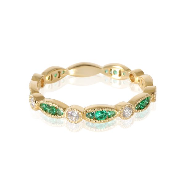 Emerald and Diamond Ring in 18K Yellow Gold Emerald and Diamond Ring in 18K Yellow Gold