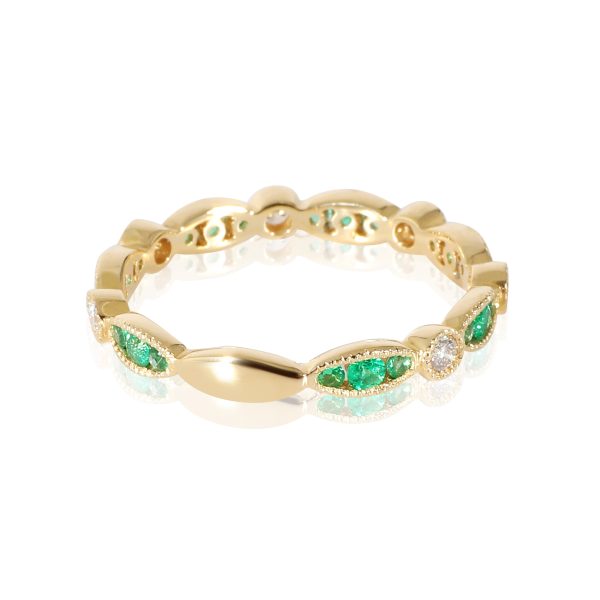 z133564 pv Emerald and Diamond Ring in 18K Yellow Gold